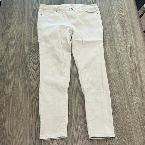Michael Kors Skinny Jeans Mid Rise Denim Cotton Blend Stretch Beige Size 8 - Picture 1 of 13